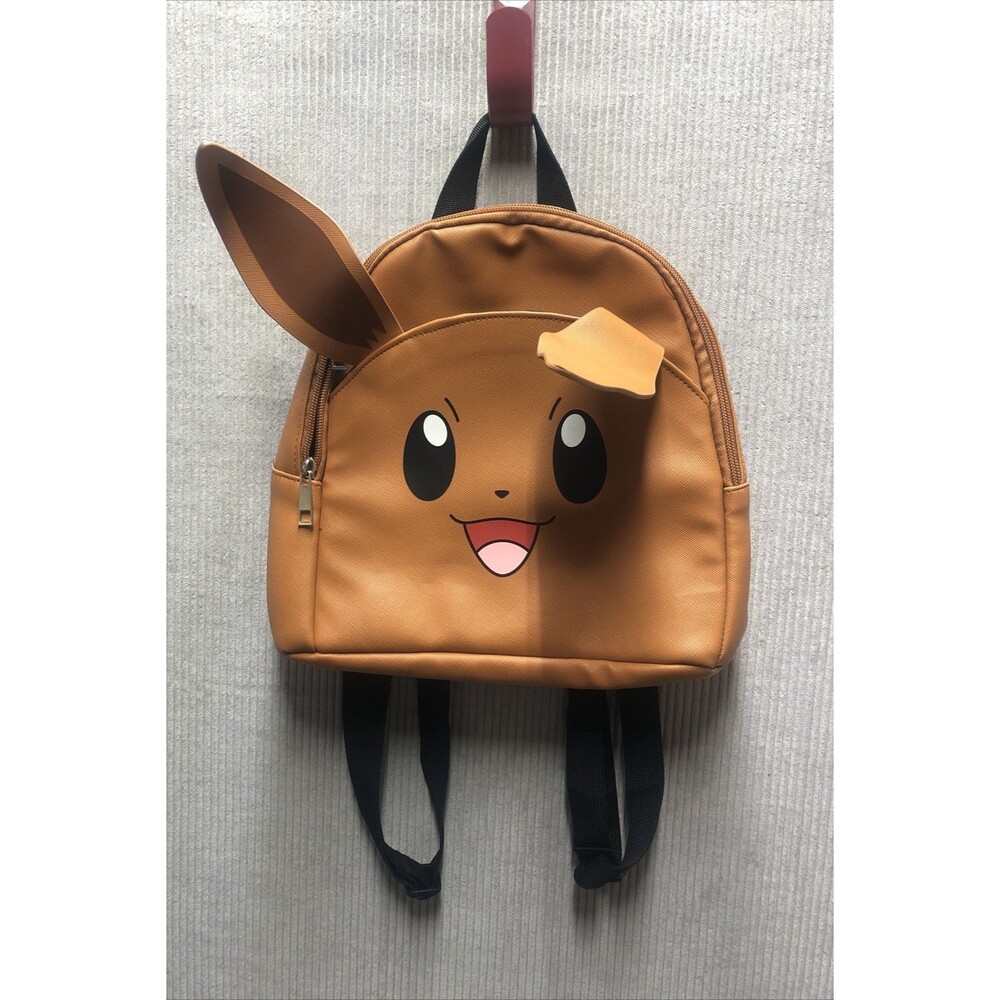 Pokémon Eevee Bioworld  Backpack Book Bag Caramel Brown 3D Face